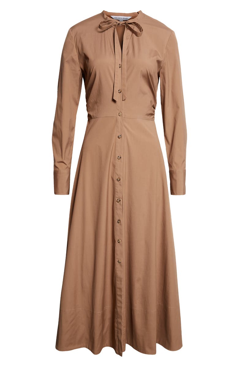 Veronica Beard Honora Long Sleeve Stretch Cotton Shirtdress, Alternate, color, Lichen