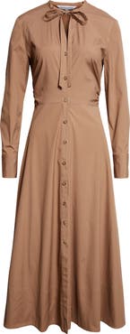 Veronica Beard Honora Long Sleeve Stretch Cotton Shirtdress