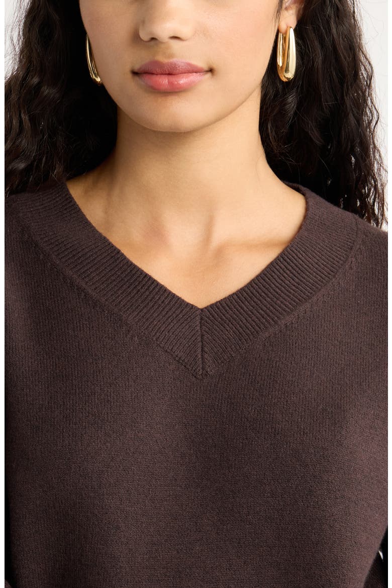 V-Neck Sweater, Alternate, color, BROWN GANACHE