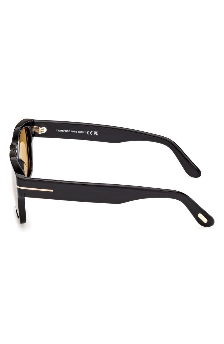 TOM FORD Smith-02 55mm Rectangular Sunglasses, Alternate, color, Shiny Black / Vicuna Lens