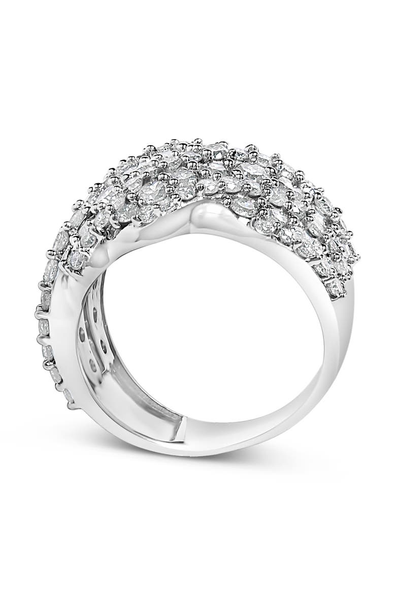 10K Gold 3.00 Ctw Diamond Multi Row Cluster Band Ring, Alternate, color, White Gold