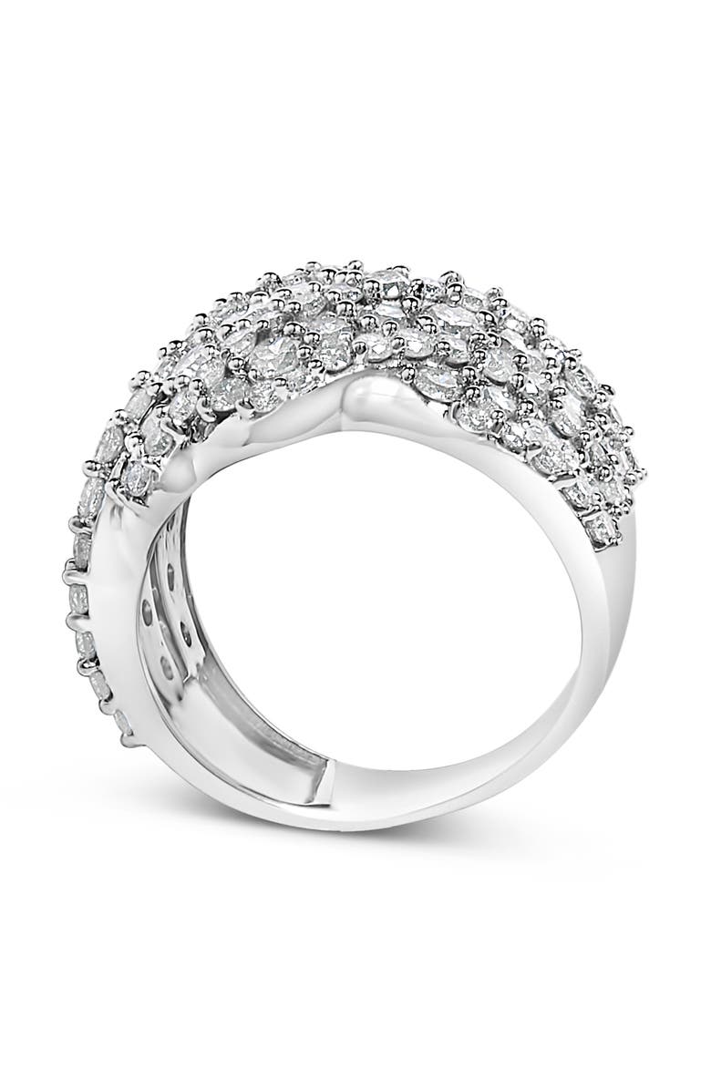 Haus of Brilliance 10K Gold 3.00 Cttw Diamond Multi Row Cluster Band Ring, Alternate, color, White Gold