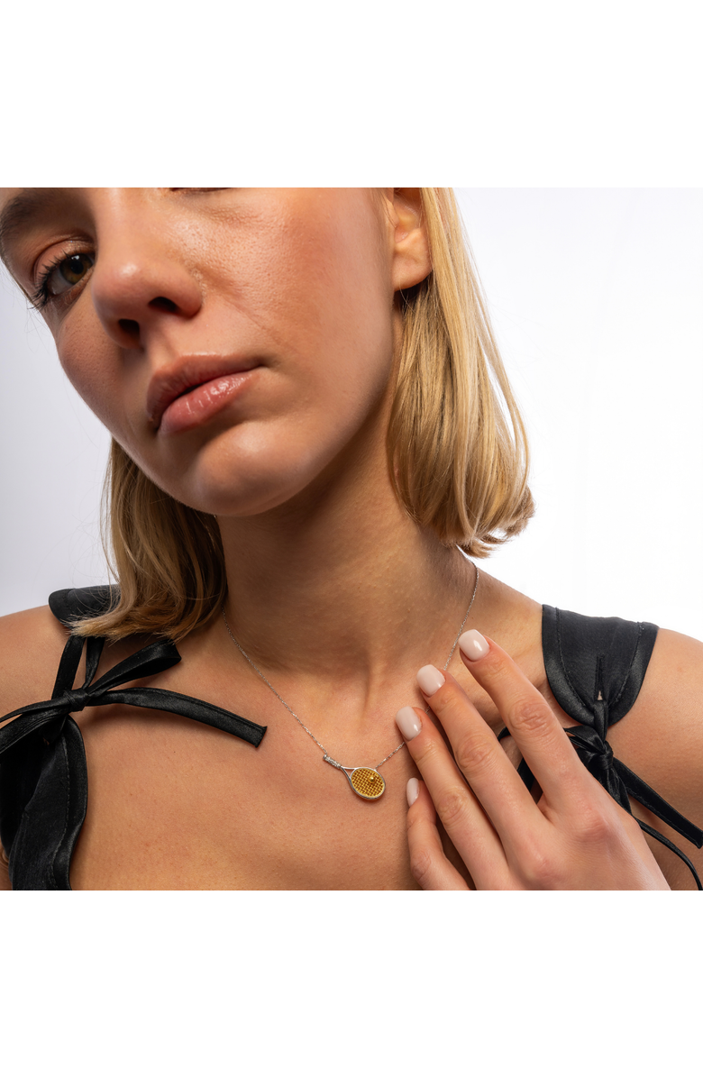 Spero London Sterling Silver Tennis Racket Necklace, Alternate, color, Silver