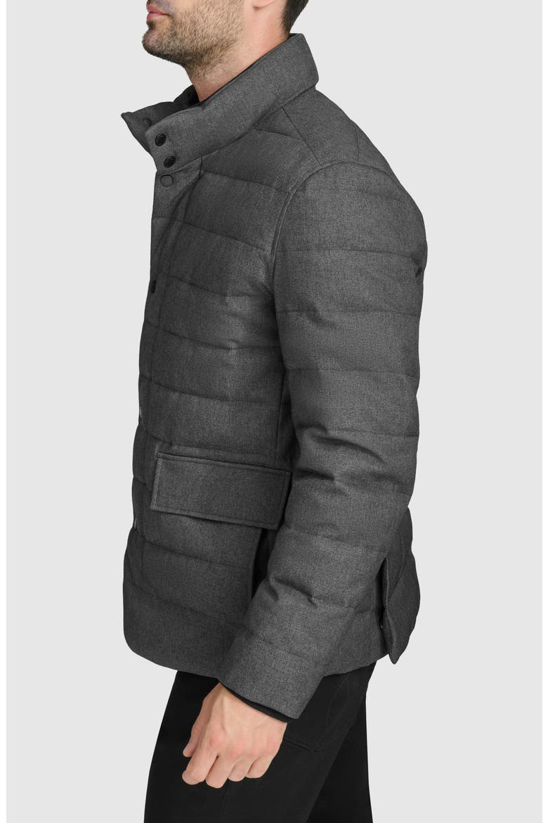 Quilted Down & Feather Fill Jacket with Removable Bib, Alternate, color, DARK GREY