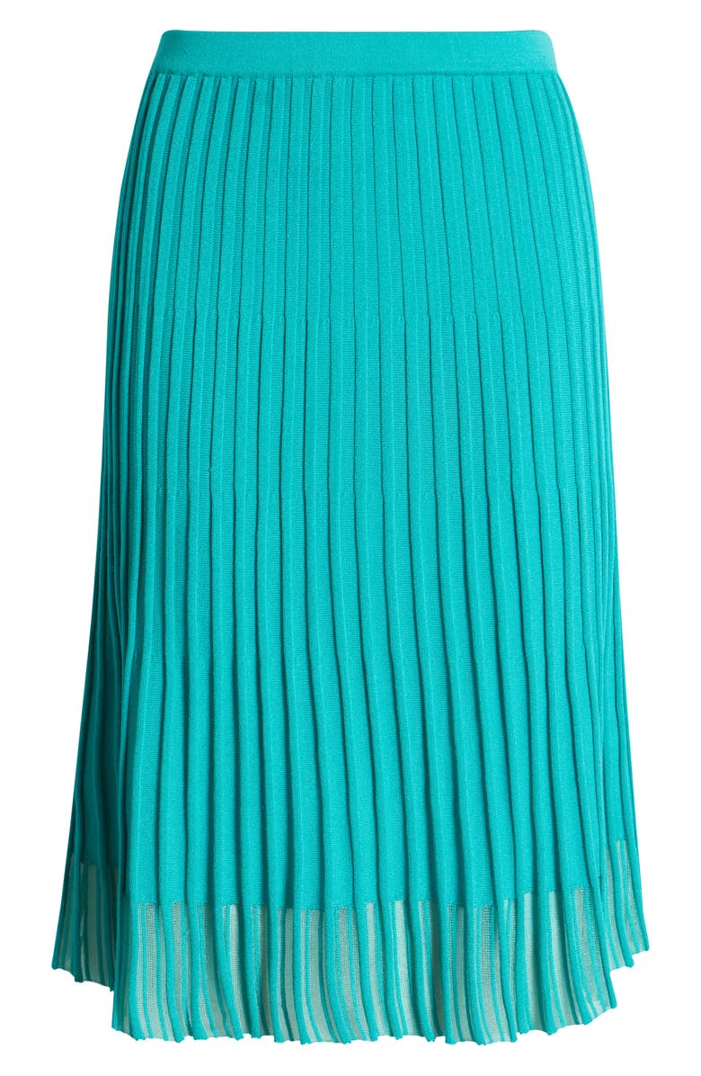Ming Wang Rib Skirt, Alternate, color, Emerald Awe