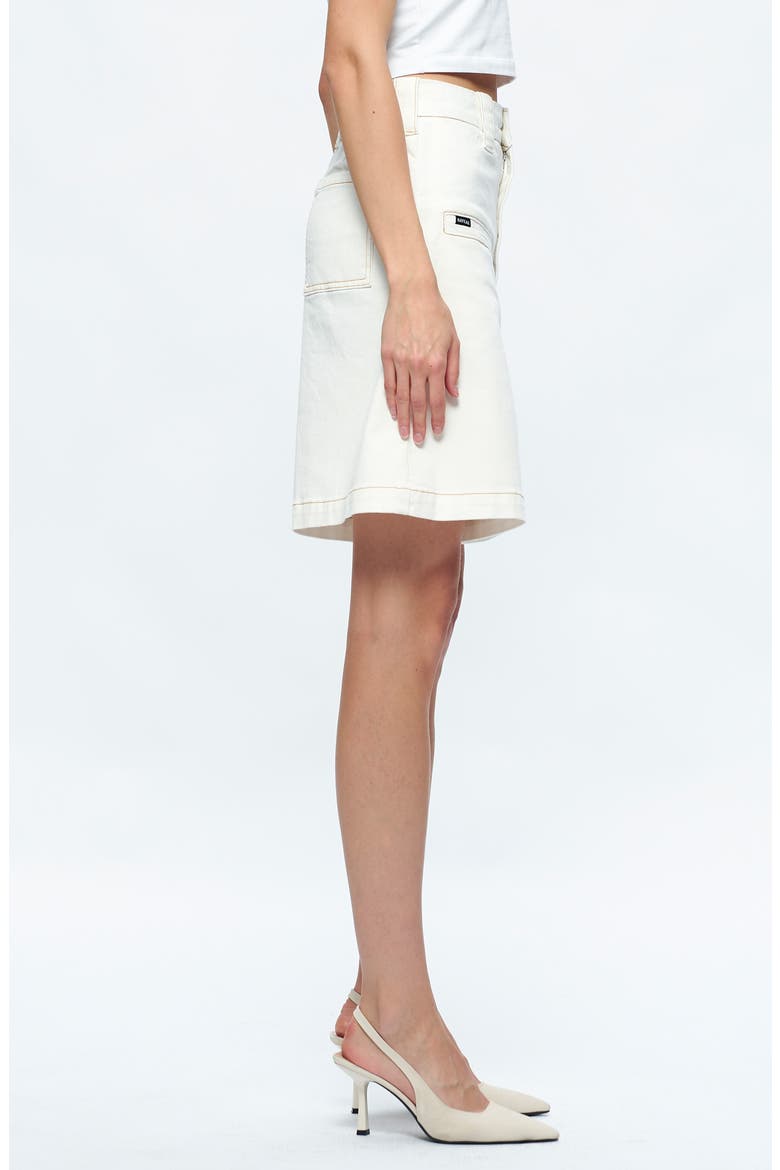 Timothy High Waist Knee Length Denim Shorts, Alternate, color, CREAM