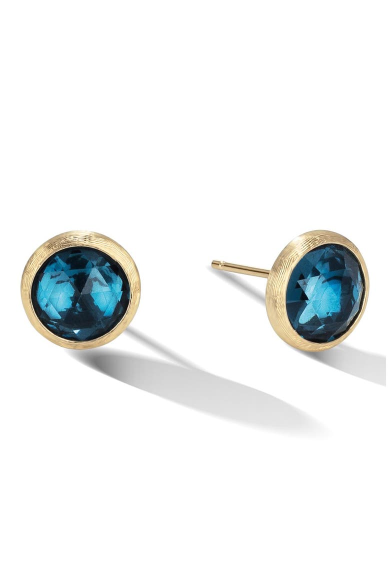 Jaipur Semiprecious Stone Stud Earrings, Main, color, YELLOW GOLD/ BLUE TOPAZ