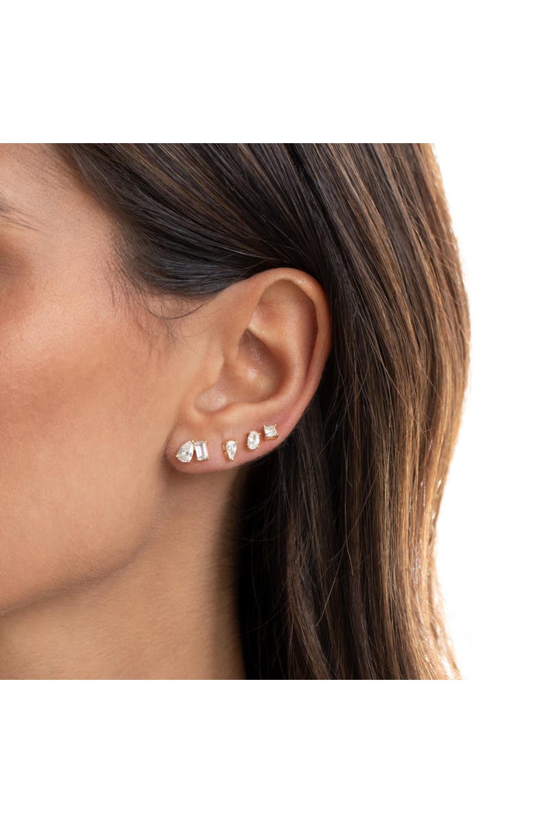 BY ADINA EDEN Mini CZ Princess Cut Stud Earring, Alternate, color, 