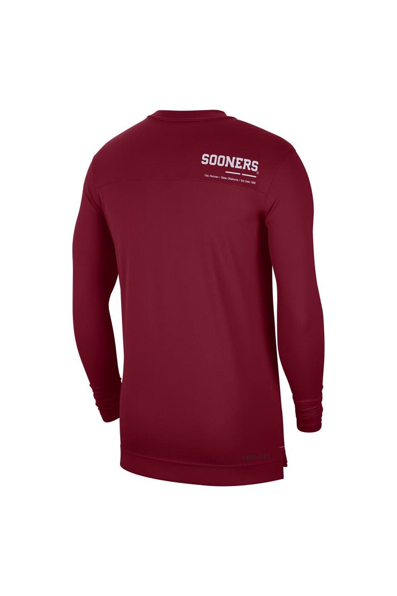 Men's Nike Crimson Oklahoma Sooners 2022 Coach Performance Long Sleeve V-Neck T-Shirt, Alternate, color, Crimson