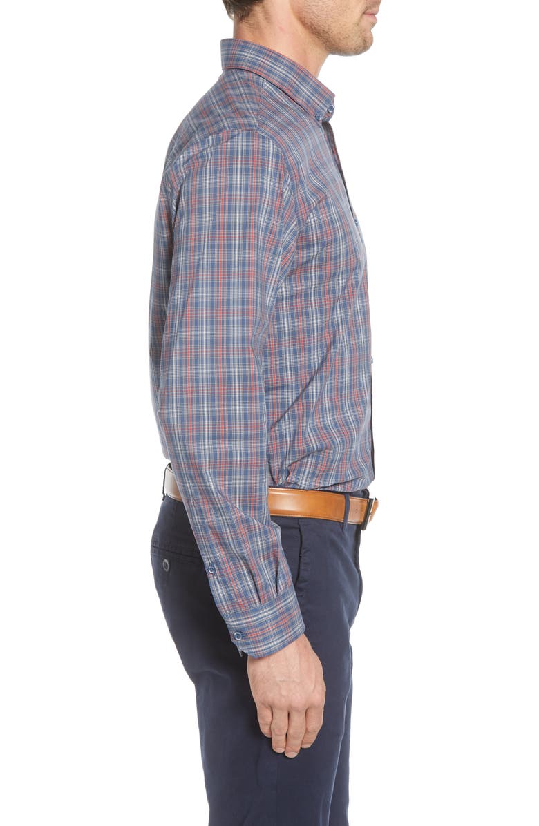 Cutter & Buck Soar Classic Fit Plaid Performance Button-Down Shirt, Alternate, color, 