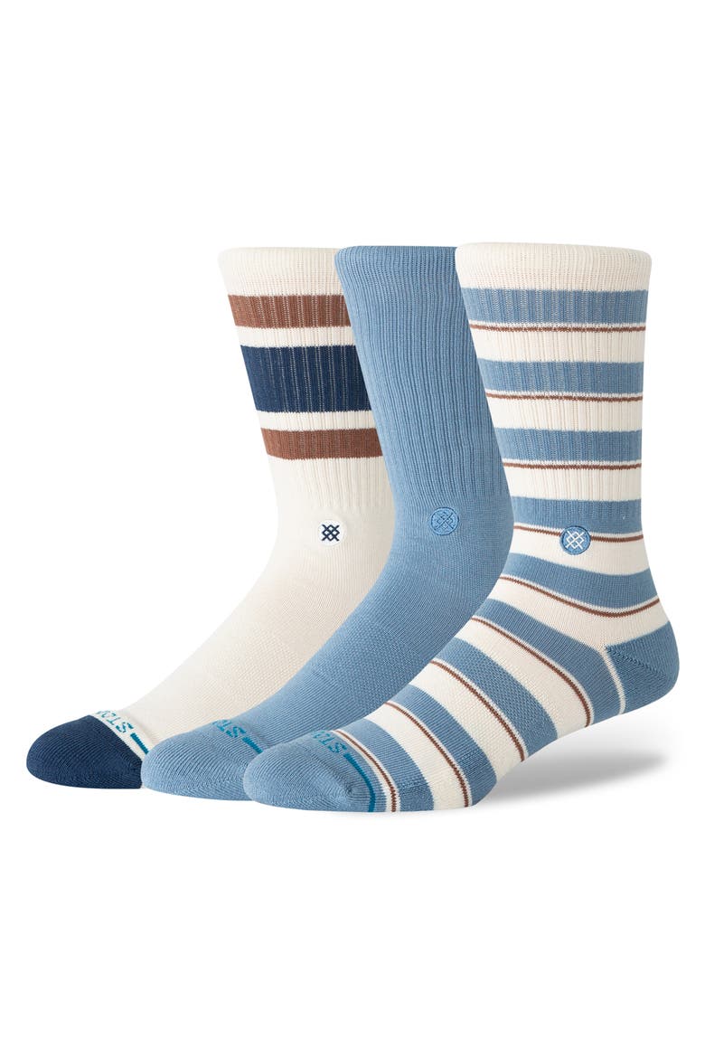 Striped Assorted 3-Pack Socks, Main, color, BLUE