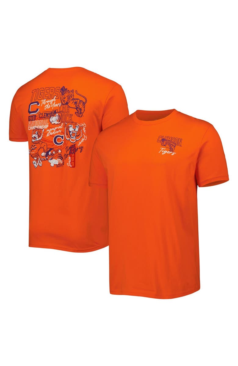 IMAGE ONE Men's Orange Clemson Tigers Vintage Through the Years Two-Hit T-Shirt, Main, color,