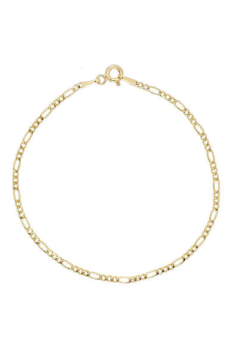 14K Gold Thin Figaro Chain Bracelet (Nordstrom Exclusive), Main, color, YELLOW GOLD