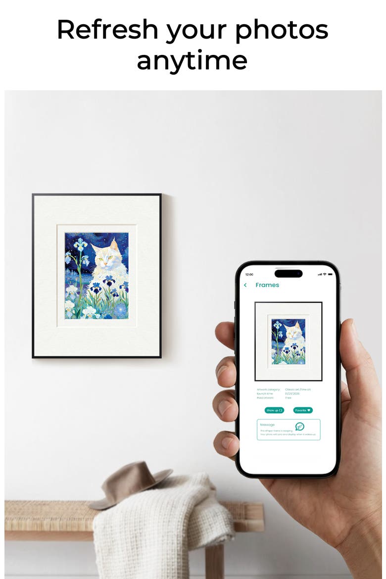 13.3 Inch E-Ink WiFi Digital Wall Art Frame, Alternate, color, Black