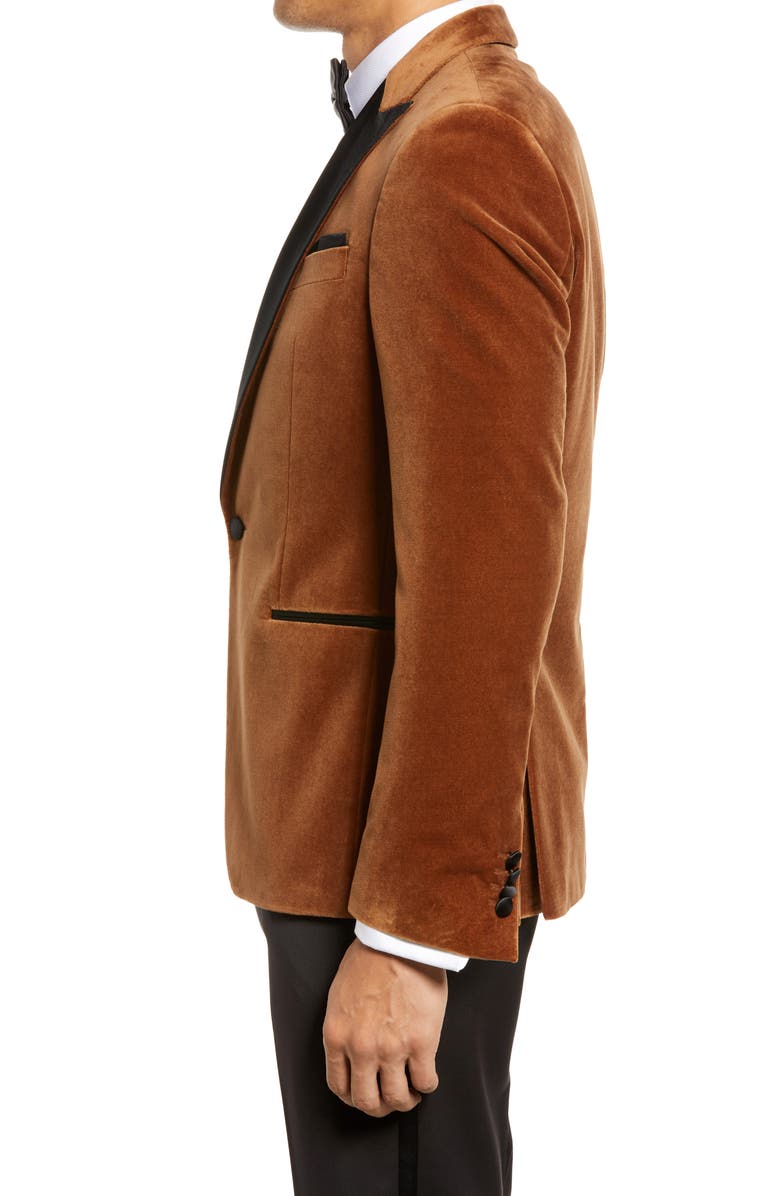 BOSS Hugo Brown Velvet Tuxedo Jacket, Alternate, color, 