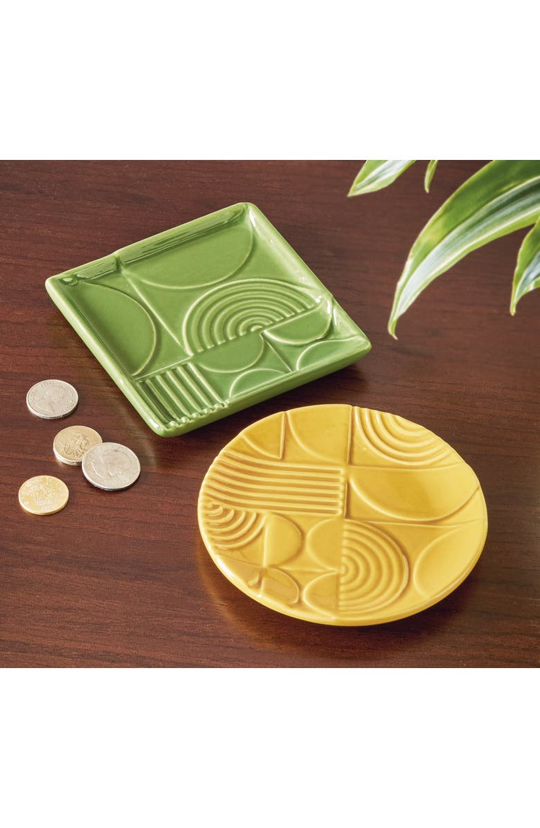 tag Ochre Earthenware Round Trinket Dish Decorative Box 5x5x0.5 in, Alternate, color, Yellow