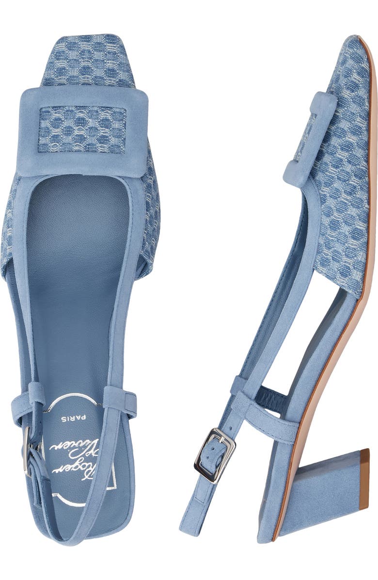 Roger Vivier Covered Buckle Jacquard Slingback Pump, Alternate, color, Cielo Scuro/ Nuvola