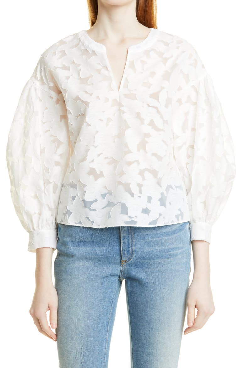 Sculptured Sleeve Top, Main, color, WHITE