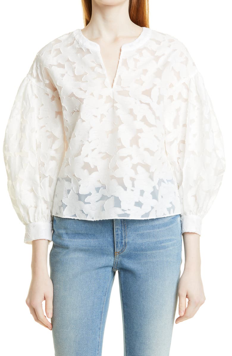 Club Monaco Sculptured Sleeve Top, Main, color,