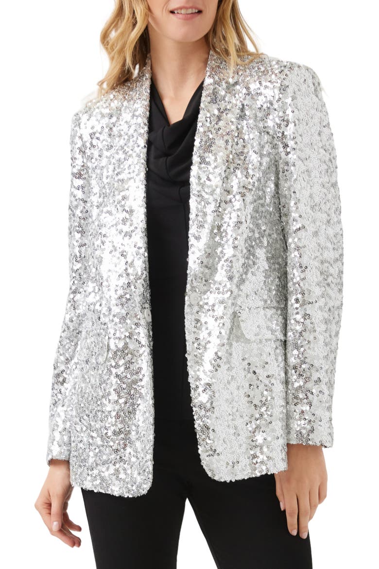 Sequin Blazer, Main, color, SILVER