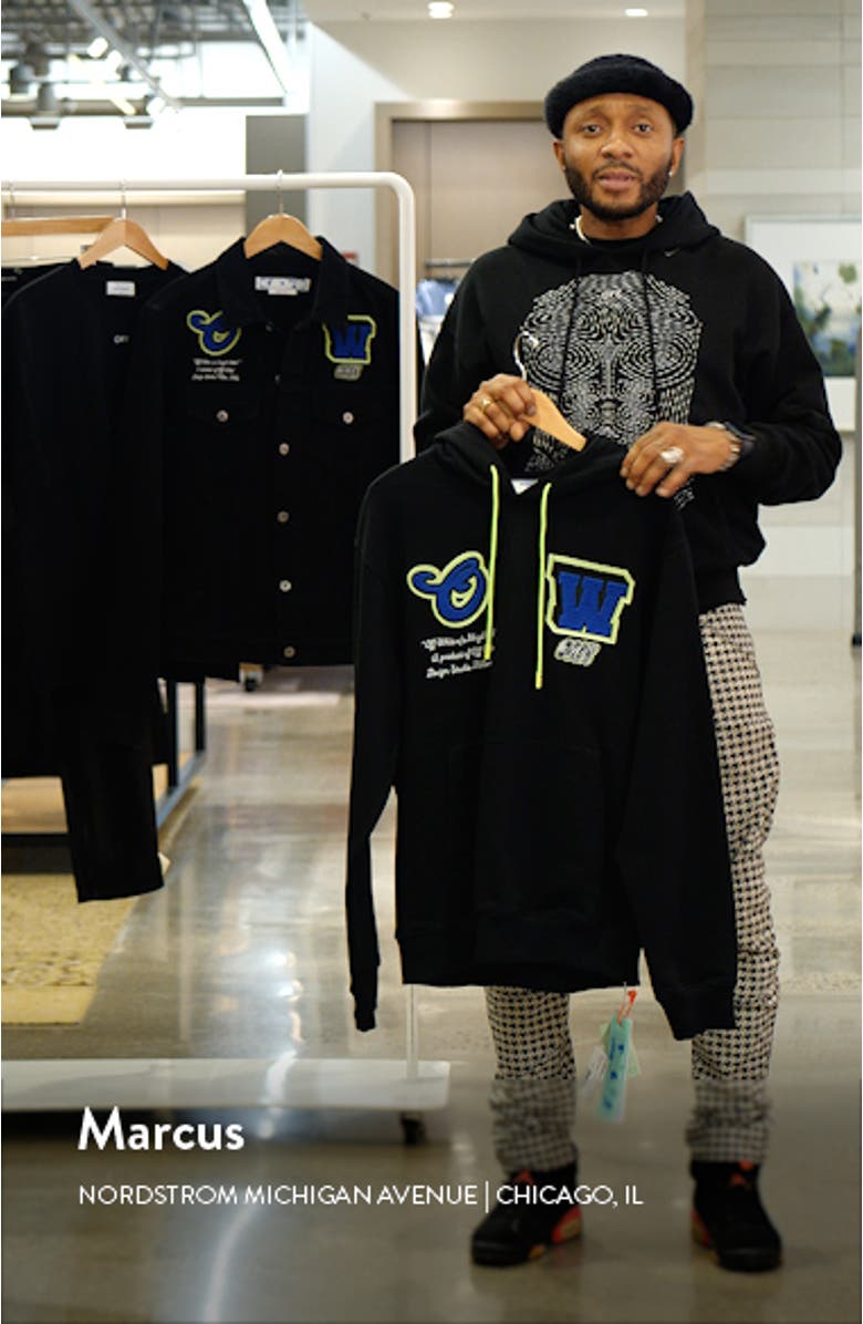 Slim Fit Varsity Patch Hoodie, sales video thumbnail