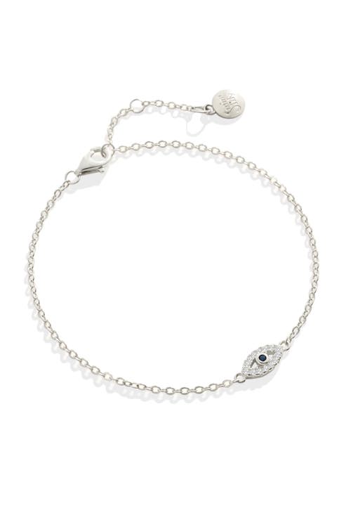 Mint & Lily Dainty Evil Eye Charm Bracelet In Silver