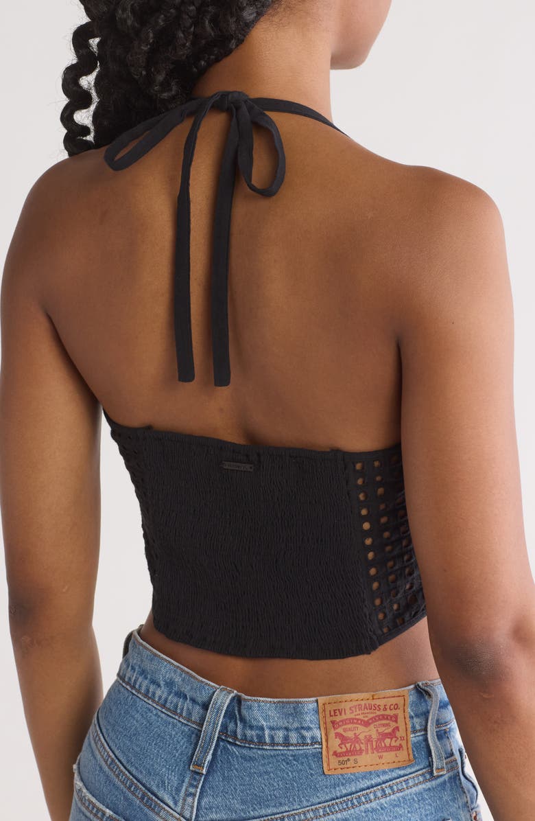 Hurley Kate Eyelet Embroidered Halter Crop Top, Alternate, color, 