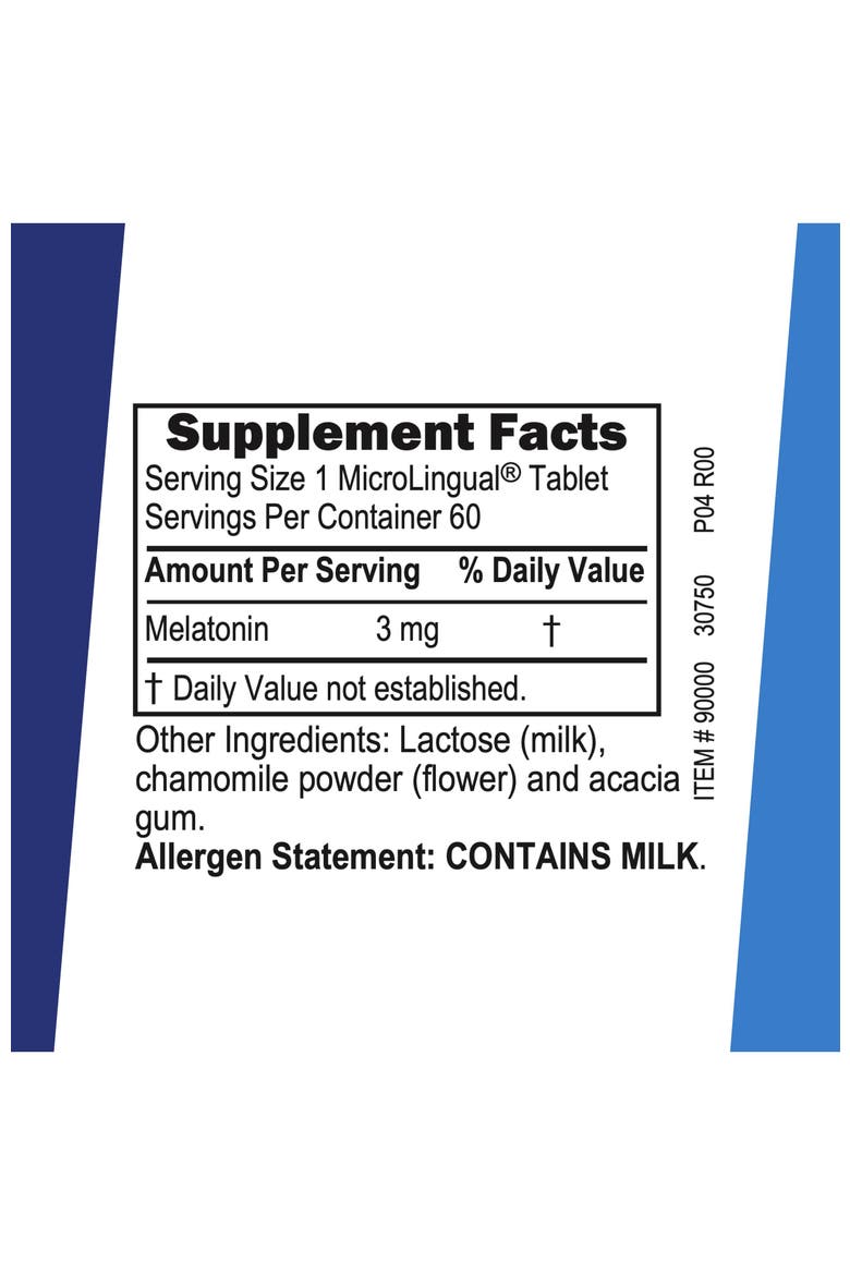 Melatonin Sublingual Dissolving Tablets with Chamomile Sleep Support, Alternate, color, White