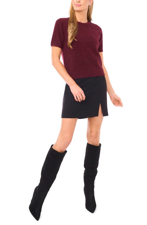 Halogenr Halogen(r) Short Sleeve Crewneck Sweater In Burgundy