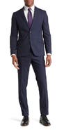 SAVILE ROW CO Navy Plaid Peak Lapel Suit