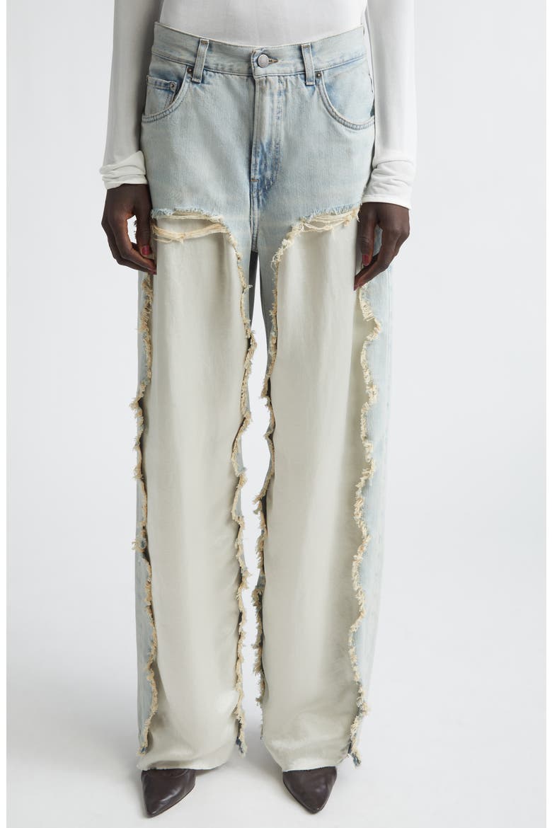 Bonnie Destroyed Wide Leg Jeans, Main, color, DUSTY BLUE
