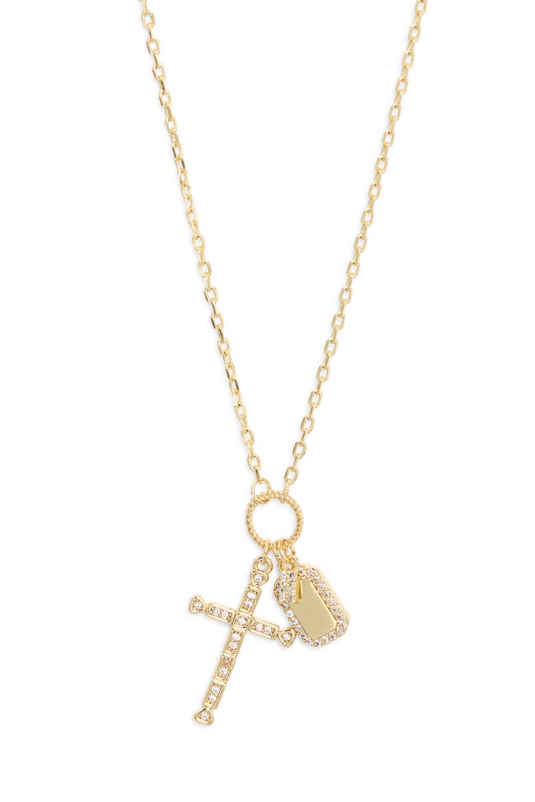 Gift Boxed Cubic Zirconia Cross Pendant Necklace, Alternate, color, CLEAR- GOLD