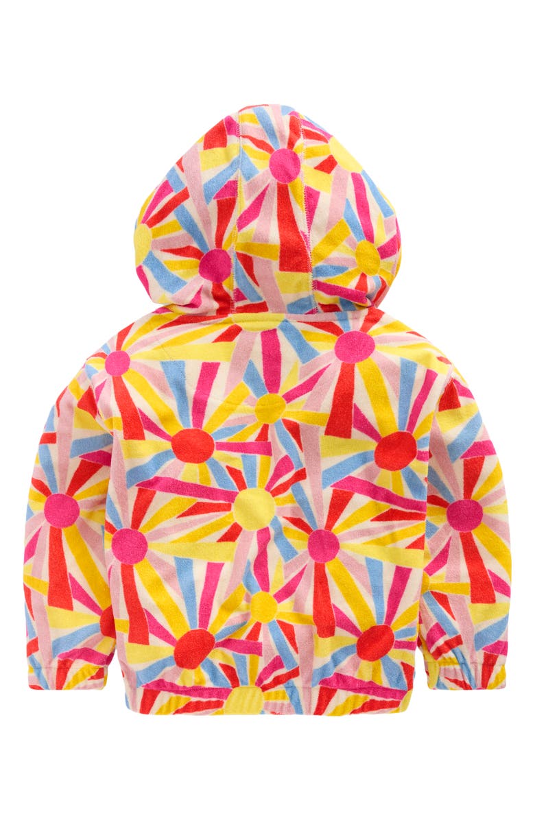 Mini Boden Kids' Relaxed Fit Cotton Blend Terry Cover-Up Hoodie, Alternate, color, Soft Ivory Sunburst
