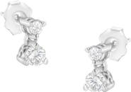 Haus of Brilliance 14KT White Gold 1/2 Ct Double Diamond Dangle Stud Earrings