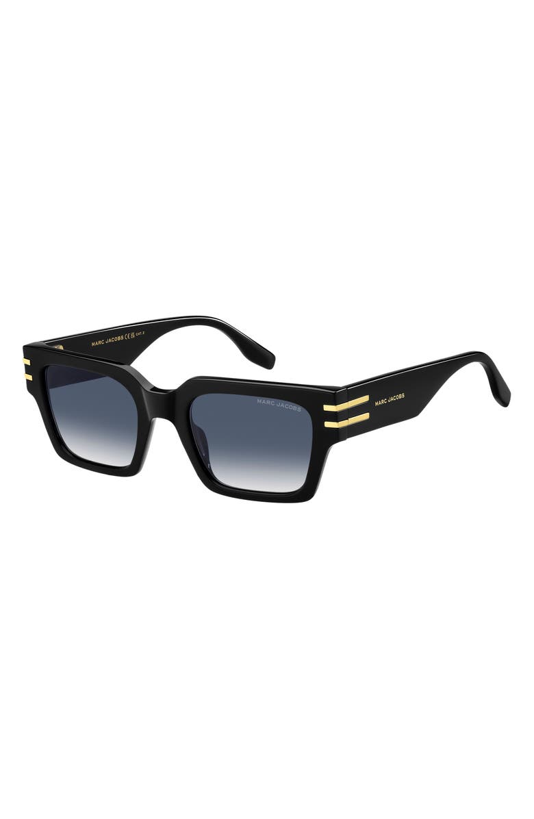 Marc Jacobs 52mm Gradient Rectangular Sunglasses, Alternate, color, Black Gold/ Dark Blue