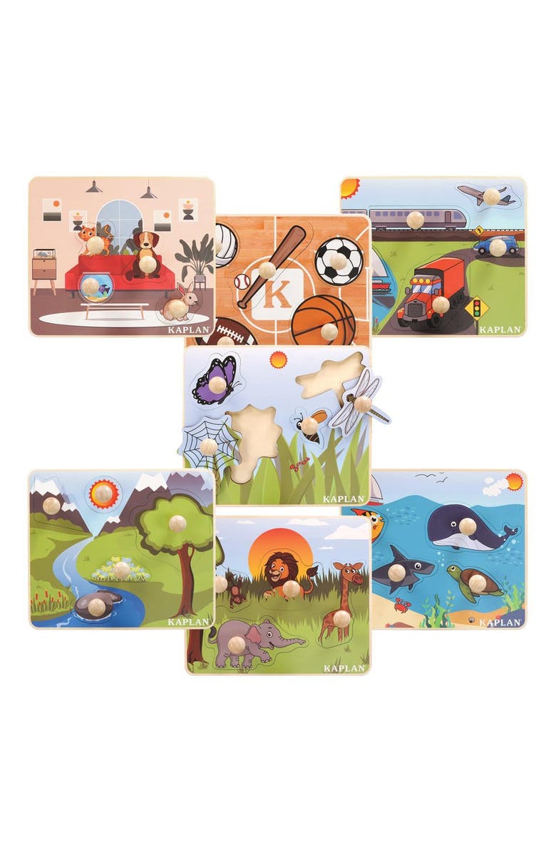 Kaplan Early Learning Company Kaplan Jumbo Knob Puzzles - Set of 7, Main, color, Multicolored