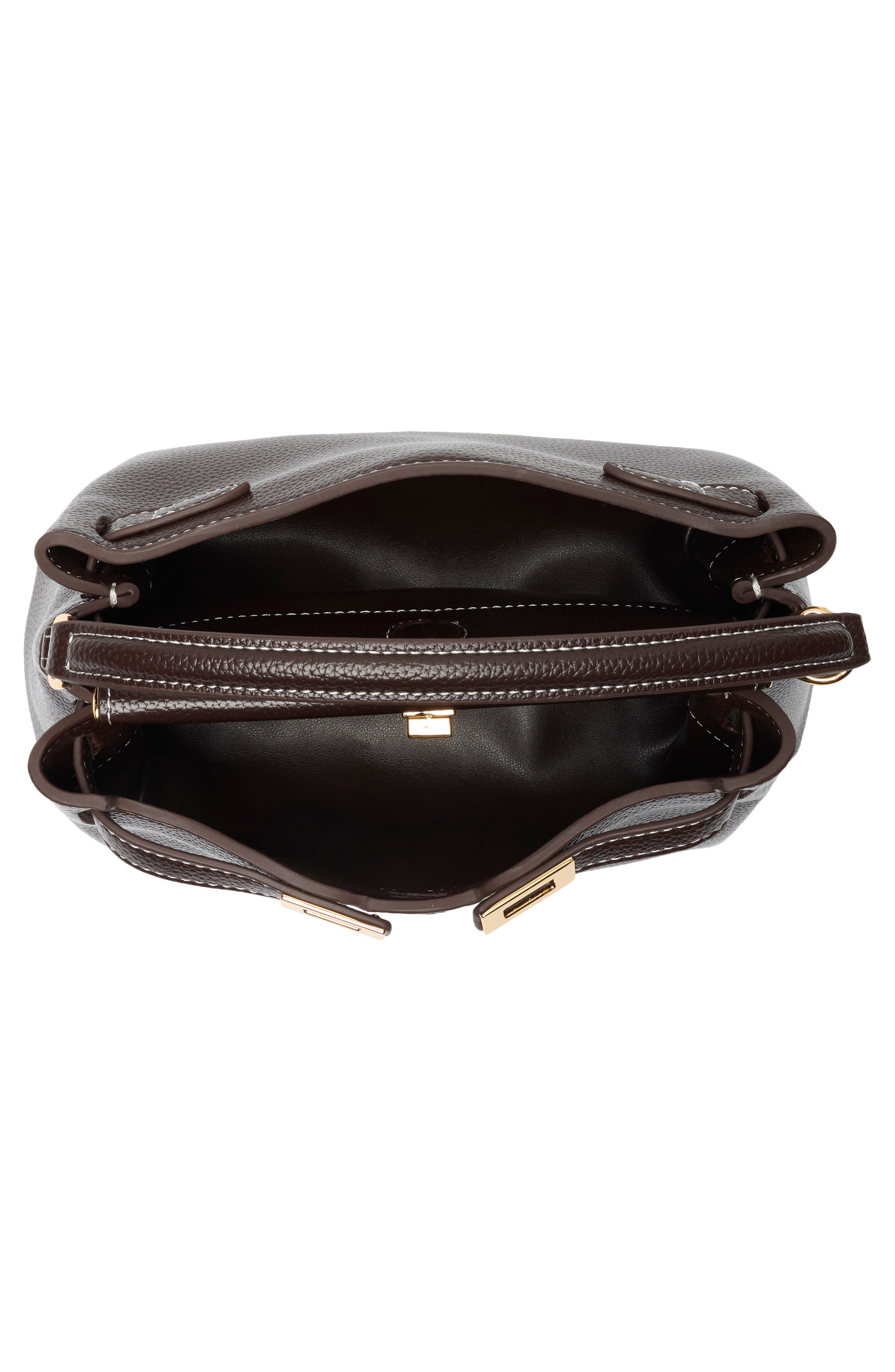Carmen Faux Leather Top Handle Bag, Alternate, color, DARK BROWN