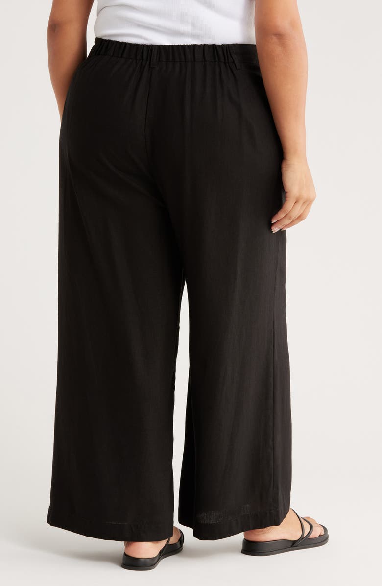 MAX STUDIO Linen Blend Wide Leg Pants, Alternate, color, Black