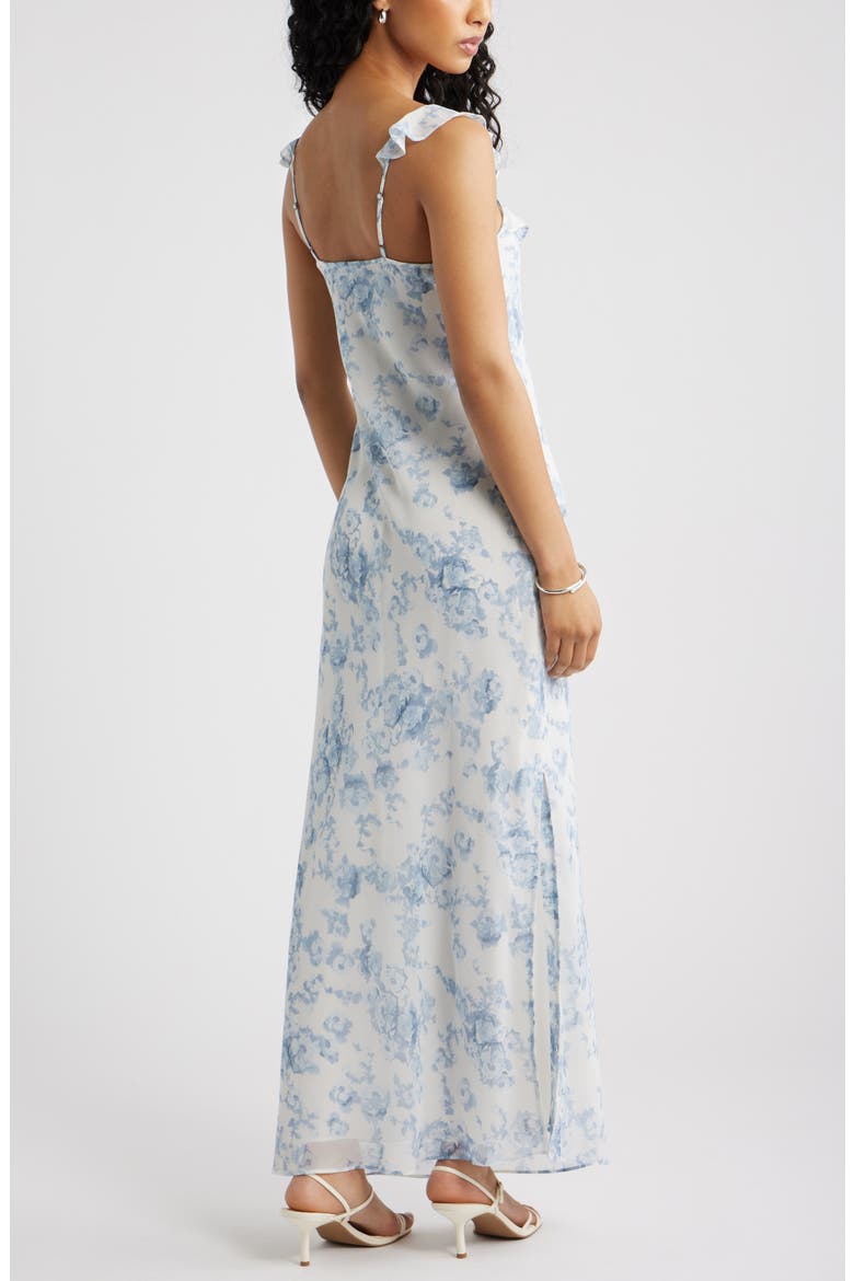 Ruffle Chiffon Maxi Dress, Alternate, color, BLUE TAPESTRY BLUR