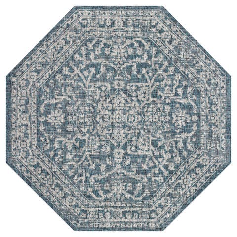 Malta Bohemian Medallion Textured Weave Octagon Indoor/Outdoor Area Rug