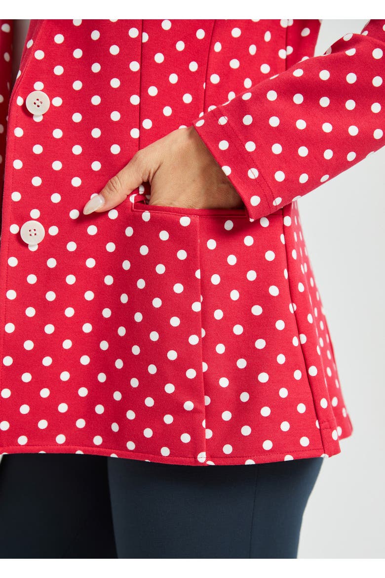 Classic Blazer Stretch Ponte, Alternate, color, Red White Dot