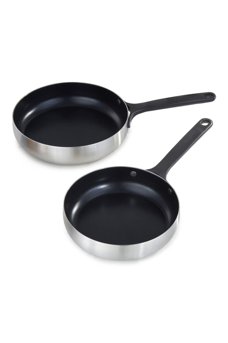 Belly Tri-Ply Stainless Steel 2-Piece Fry Pan Set, Main, color, SMOKEY BLACK
