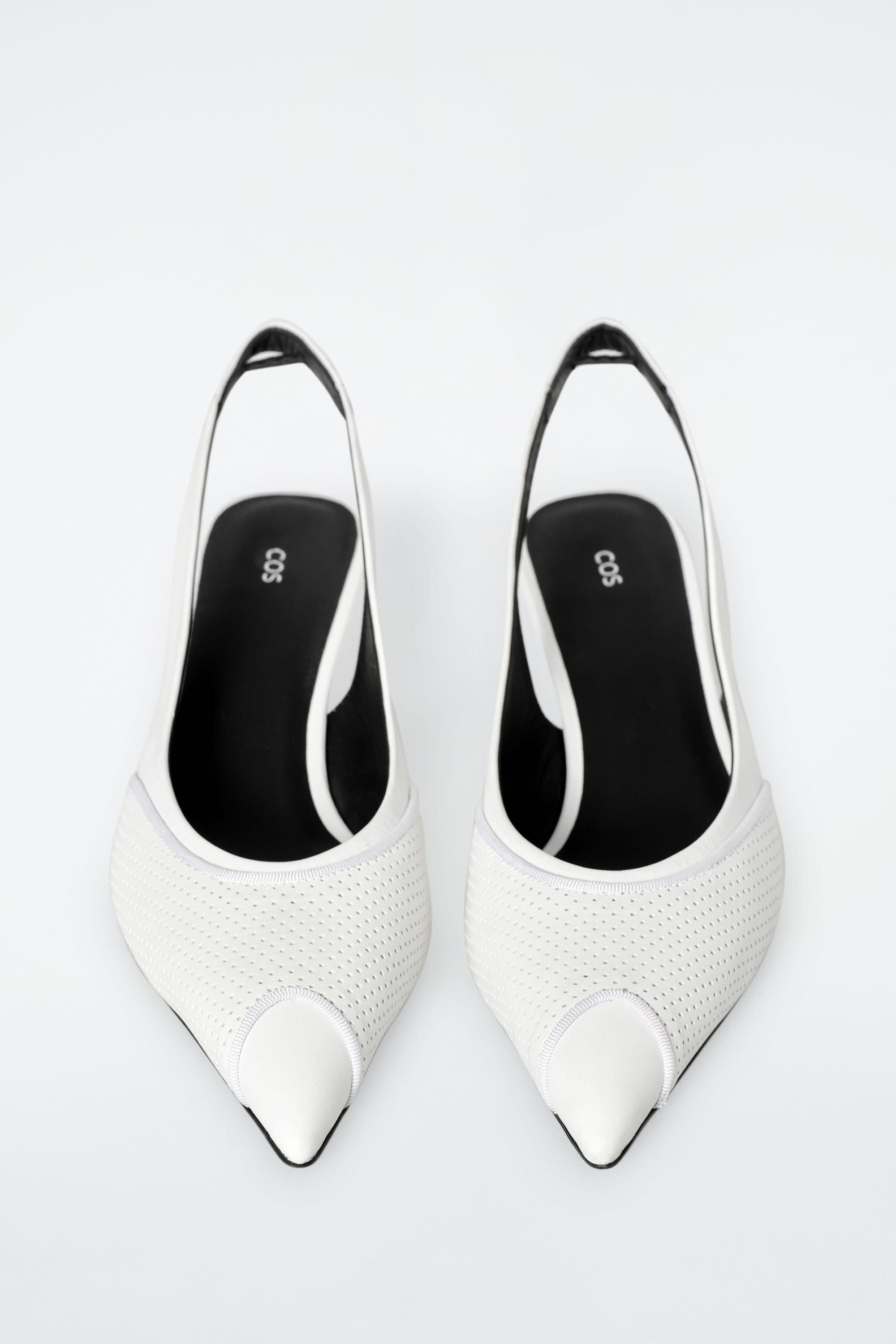 COS Perforated Leather Slingback Heels, Alternate, color, White