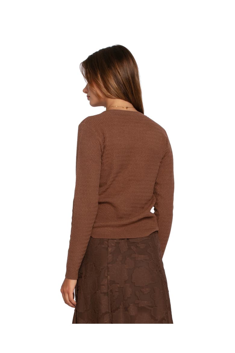 Frankie Textured Knitted Long Sleeve Top, Alternate, color, Dark Brown