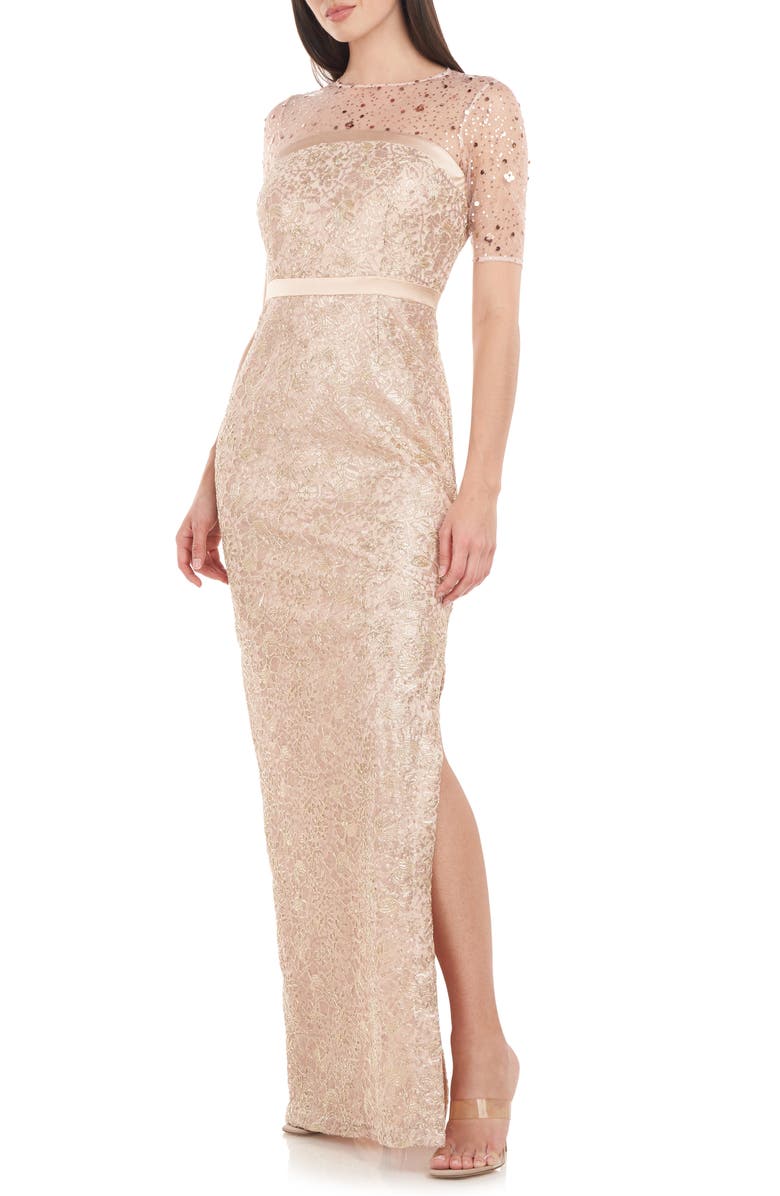 JS Collections Maisie Illusion Column Gown, Alternate, color,