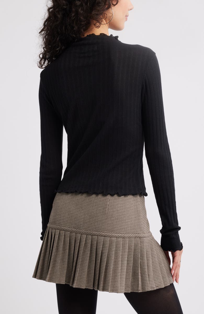 BP. Lettuce Edge Mock Neck Long Sleeve Rib Top, Alternate, color, 