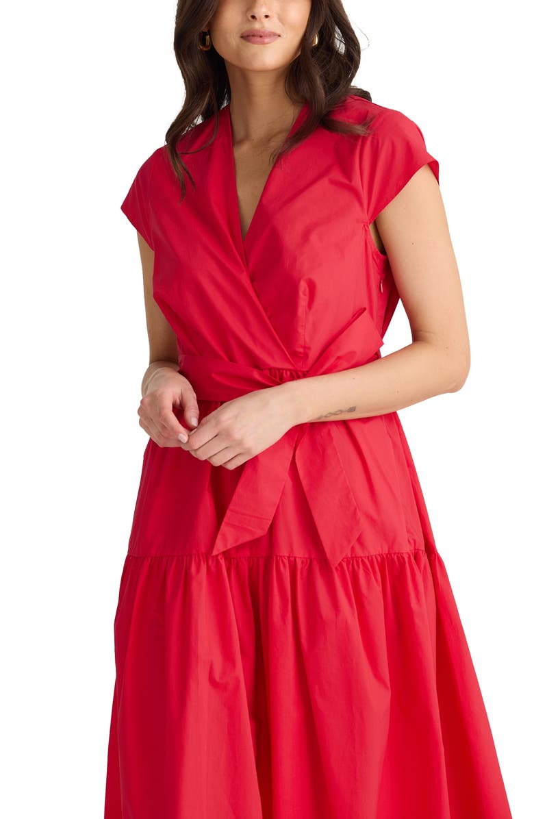 Brave+True Posey Wrap Front Tiered Cotton Dress, Alternate, color, Chilli