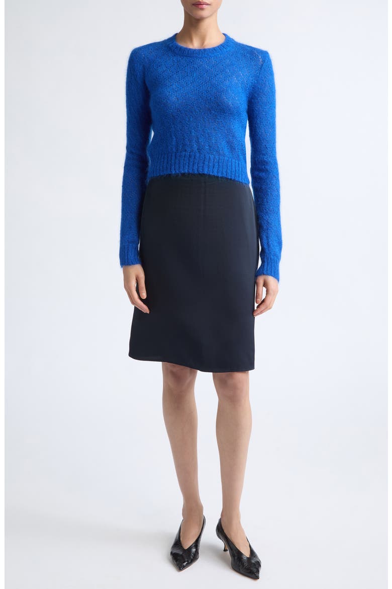 Envers Sablé Satin A-Line Skirt, Alternate, color, MIDNIGHT