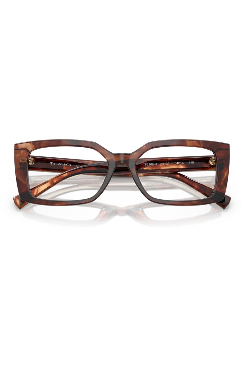 52mm Rectangular Optical Glasses, Alternate, color, SPOTTED BROWN/ DEMO LENS