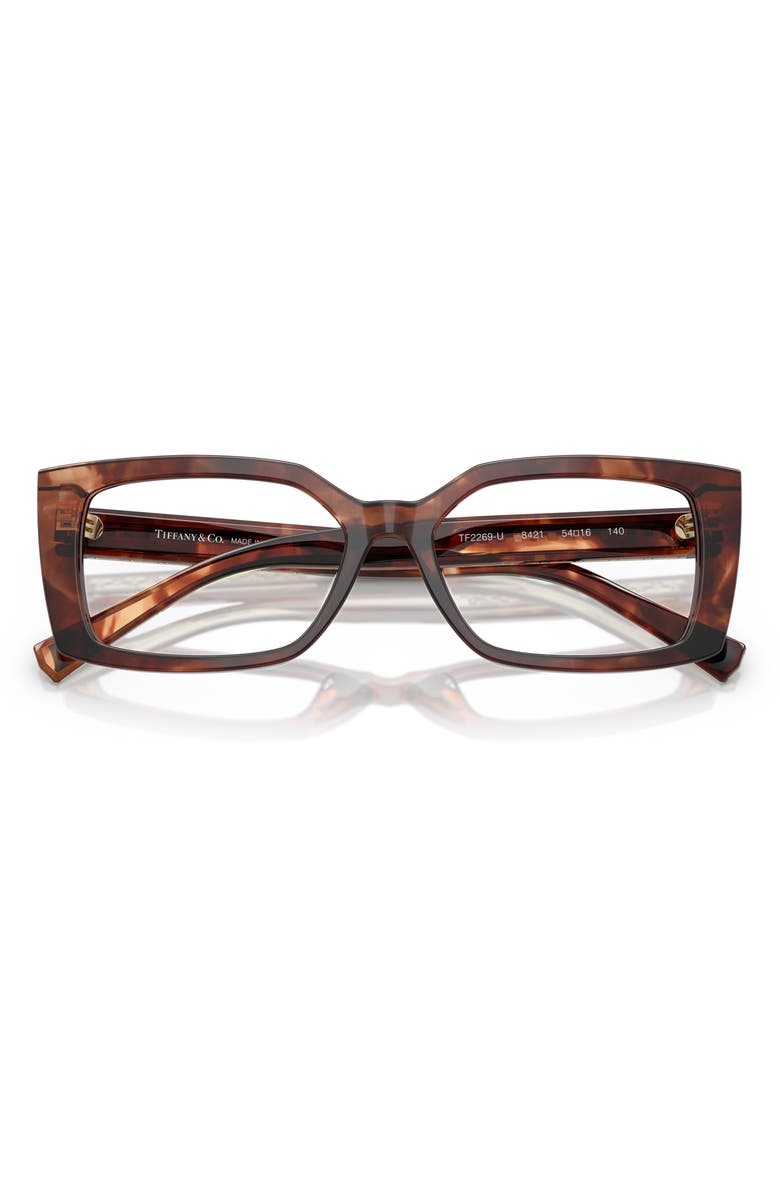 Tiffany & Co. 52mm Rectangular Optical Glasses, Alternate, color, Spotted Brown/ Demo Lens